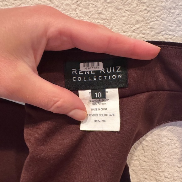 $1,295 Rene Ruiz Collection Velvet Midi Dress brown cut out RTR formal cocktail - Picture 7 of 8